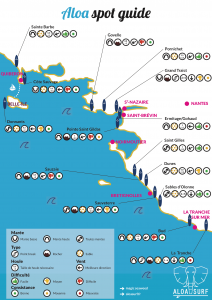 Carte des spots de surf de Loire Atlantique et Vendée
